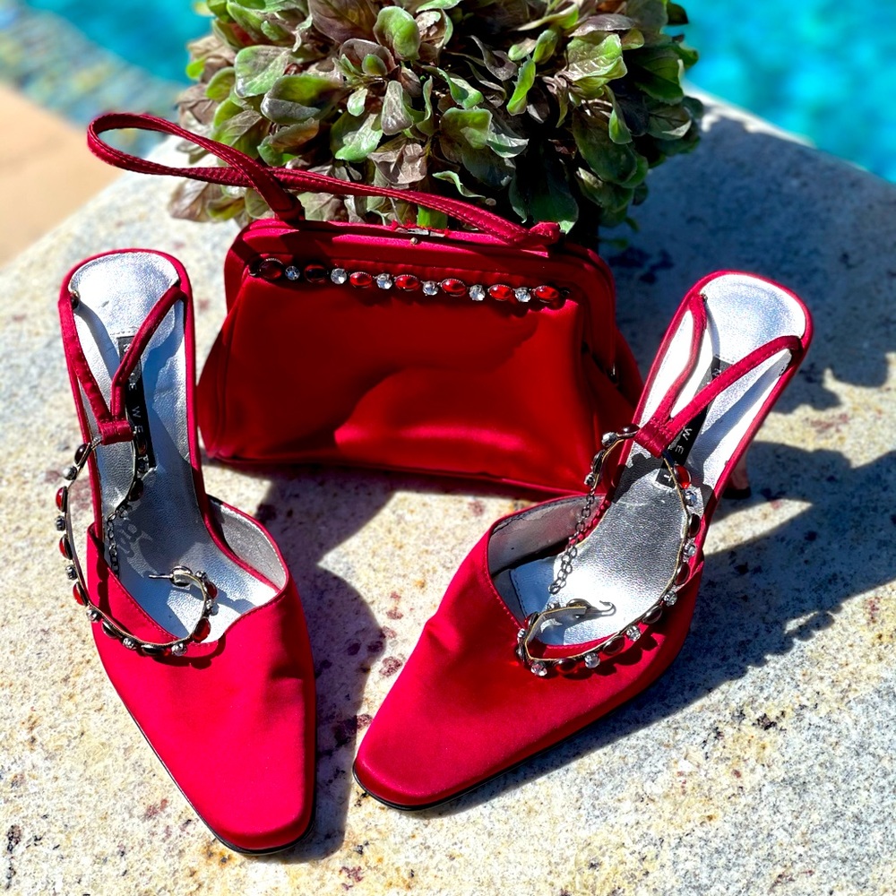 Red Studded Heels and Purse